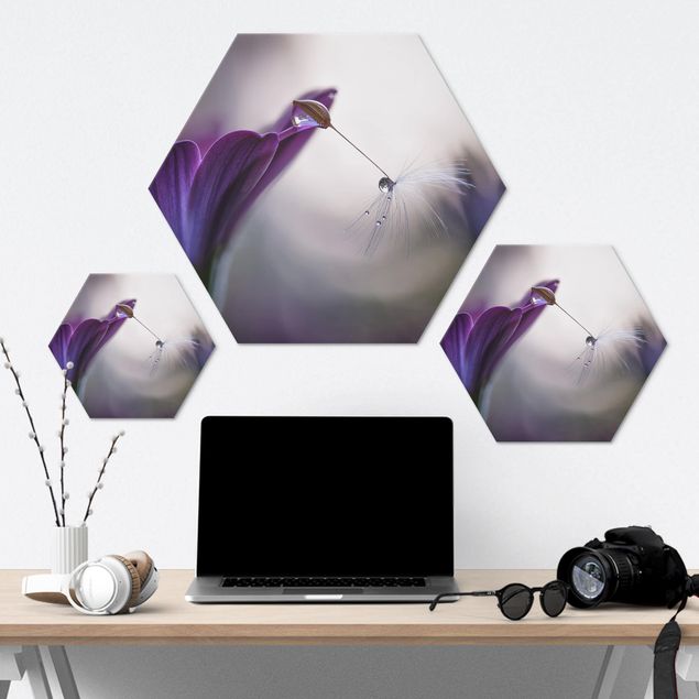 Hexagons Aluminium Dibond schilderijen Purple Rain
