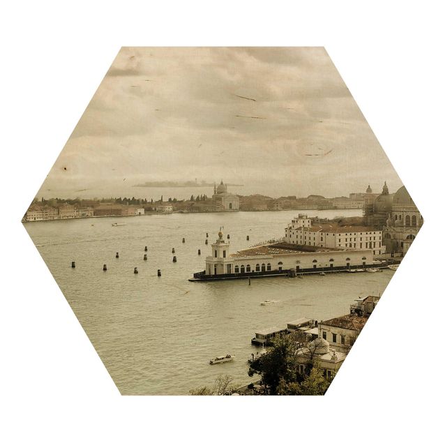 Hexagons houten schilderijen Lagoon Of Venice