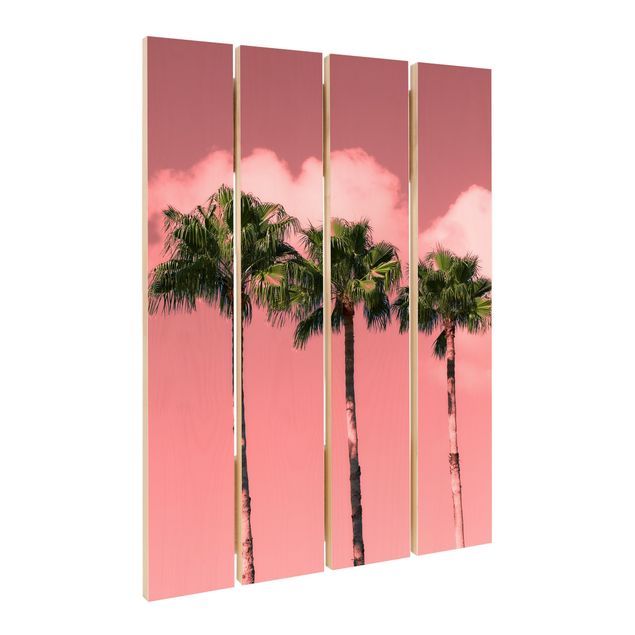 Houten schilderijen op plank Palm Trees Against Sky Pink