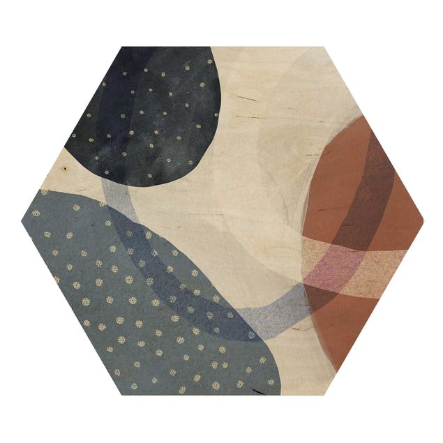 Hexagons houten schilderijen Orbit With Dots I