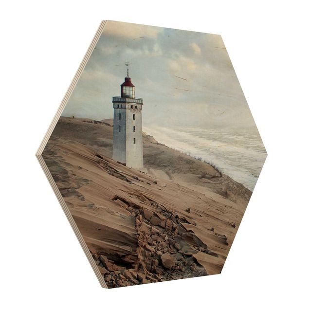 Hexagons houten schilderijen Lighthouse In Denmark