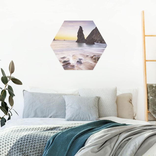 Hexagons Forex schilderijen Spanish Beach At Sunrise