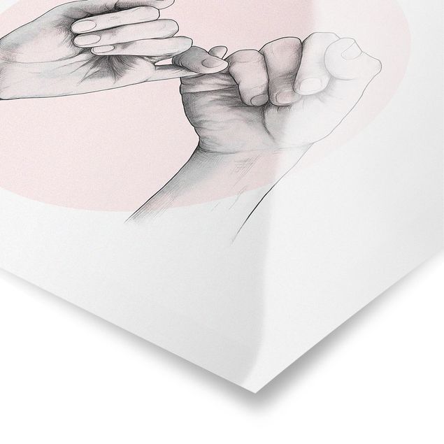 Posters Illustration Hands Friendship Circle Pink White