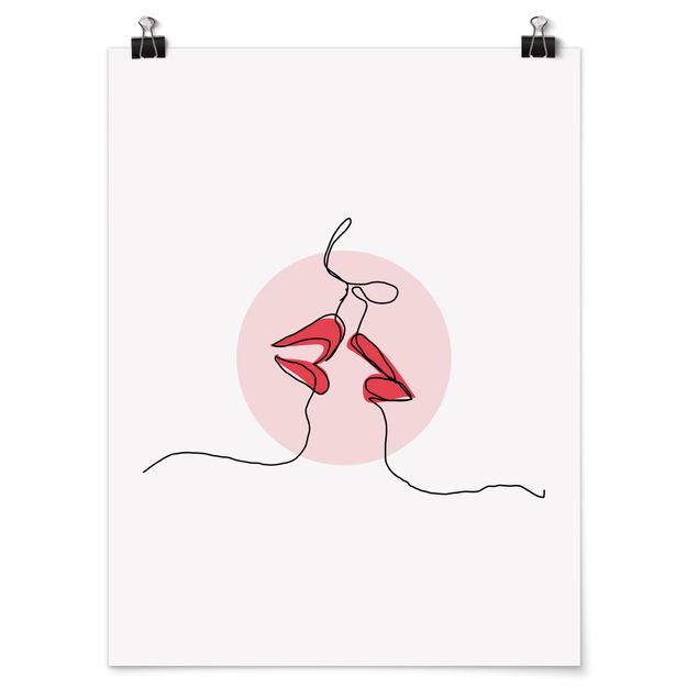 Posters Lips Kiss Line Art