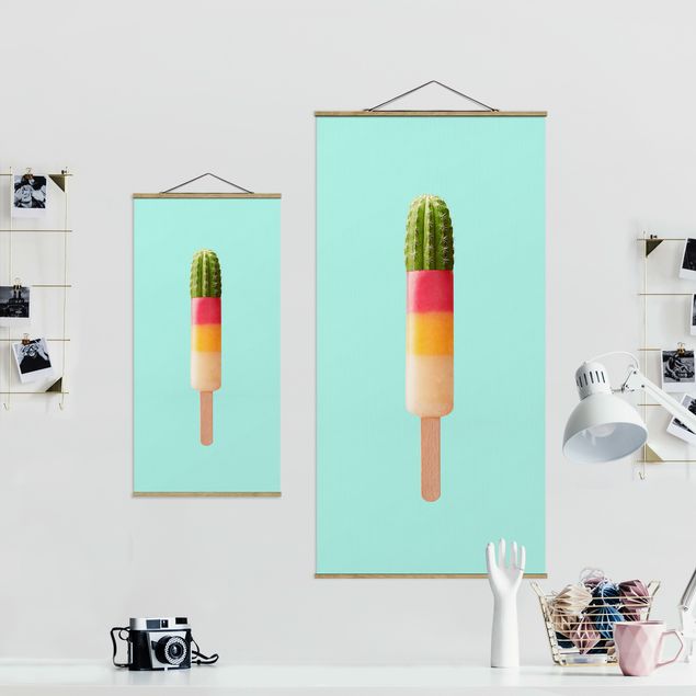 Stoffen schilderij met posterlijst Popsicle With Cactus