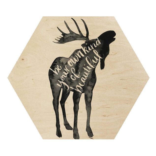 Hexagons houten schilderijen Animals With Wisdom - Elk