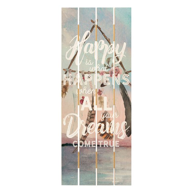Houten schilderijen op plank Dream Catcher - Happy
