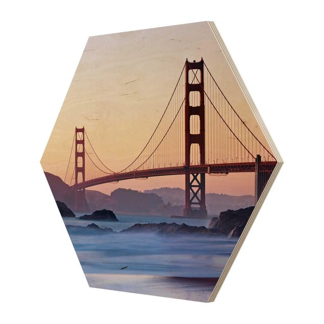 Hexagons houten schilderijen San Francisco Romance
