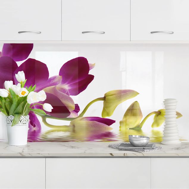 Achterwand voor keuken bloemen Pink Orchid Waters
