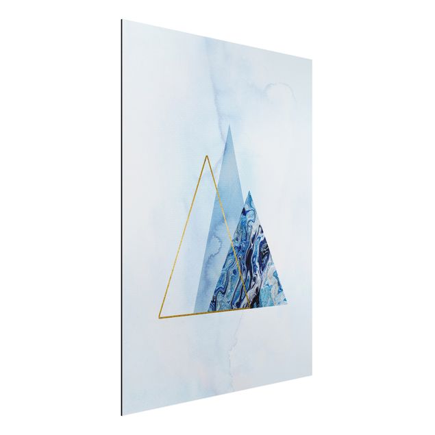 Aluminium Dibond schilderijen Geometry In Blue And Gold II