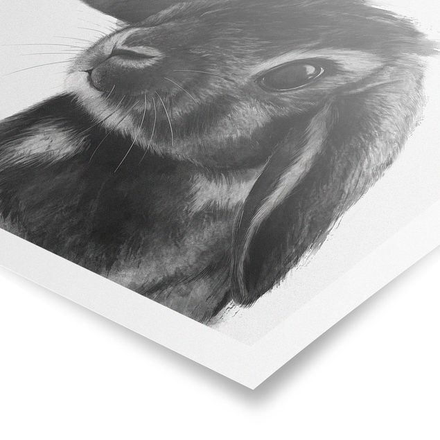 Posters Illustration Rabbit Black And White Drawing