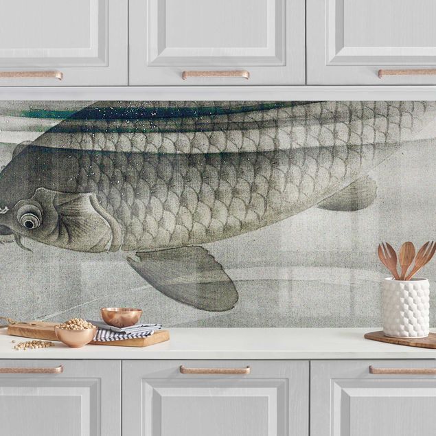 Achterwand voor keuken dieren Vintage Illustration Asian Fish IIl