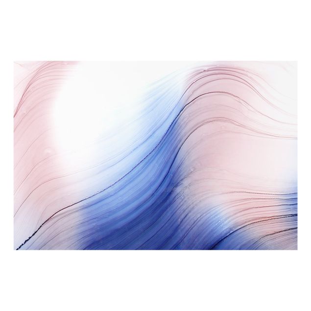 Spritzschutz Glas - Melierter Farbtanz Blau mit Rosa - Querformat 3:2