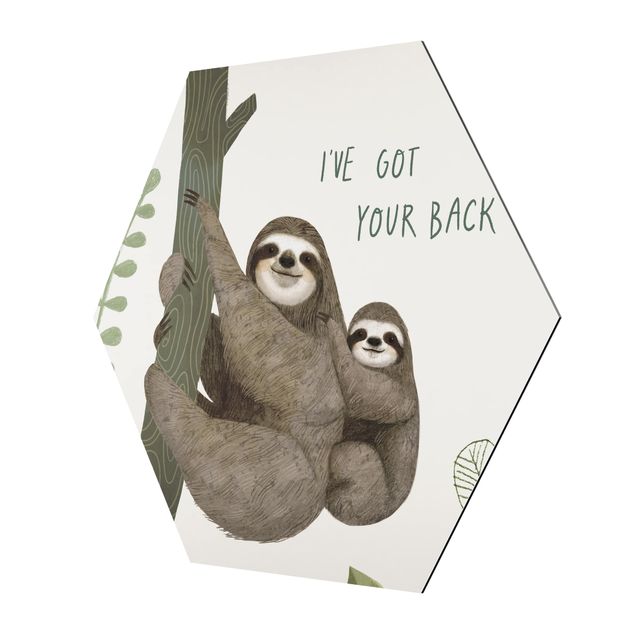 Hexagons Aluminium Dibond schilderijen Sloth Sayings - Back