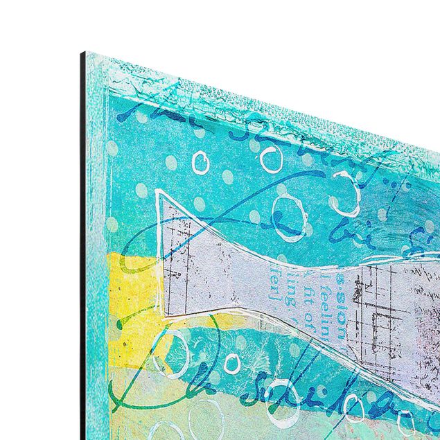 Aluminium Dibond schilderijen Colourful Collage - Fish And Points