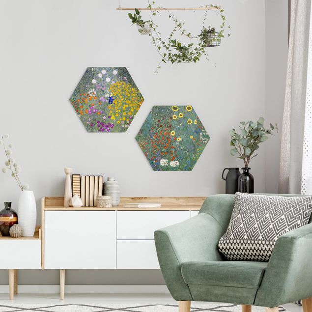 Hexagons Forex schilderijen - 2-delig Gustav Klimt - The Green Garden