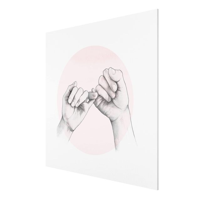 Forex schilderijen Illustration Hands Friendship Circle Pink White