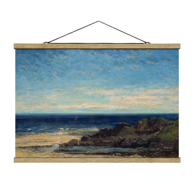 Stoffen schilderij met posterlijst Gustave Courbet - The Sea - Blue Sea, Blue Sky