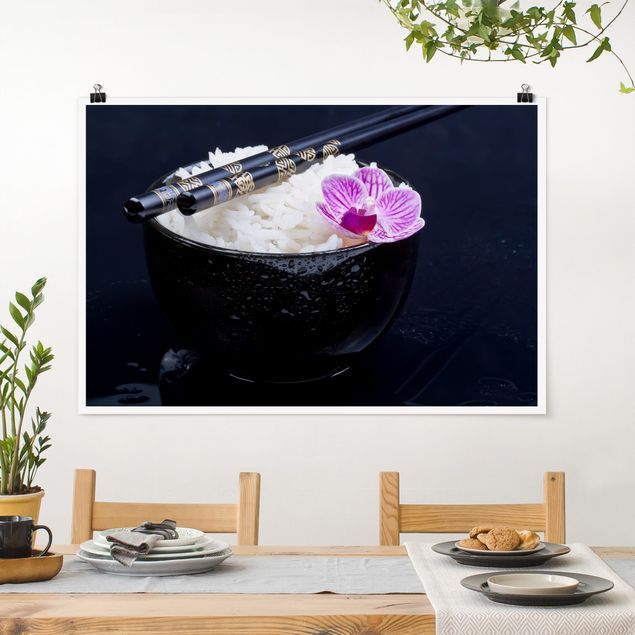 Posters Rice Bowl With Orchid