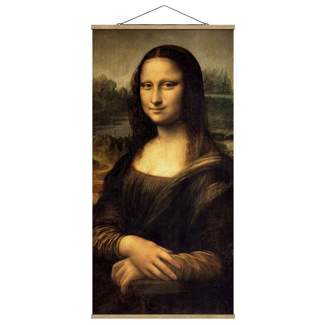 Stoffen schilderij met posterlijst Leonardo da Vinci - Mona Lisa