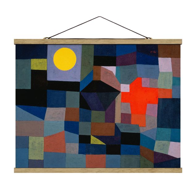 Stoffen schilderij met posterlijst Paul Klee - Fire At Full Moon