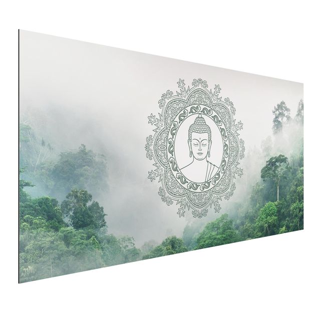 Aluminium Dibond schilderijen Buddha Mandala In Fog
