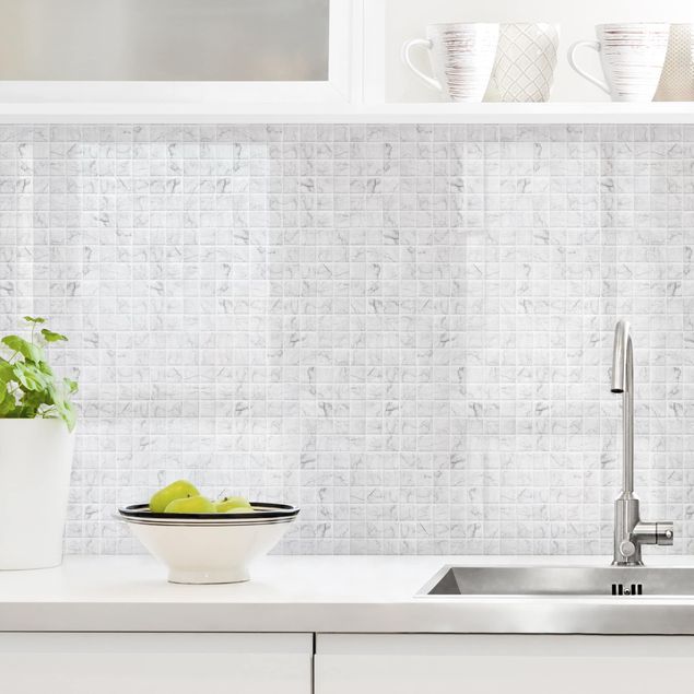Achterwand voor keuken patroon Mosaic Tile Marble Look Bianco Carrara
