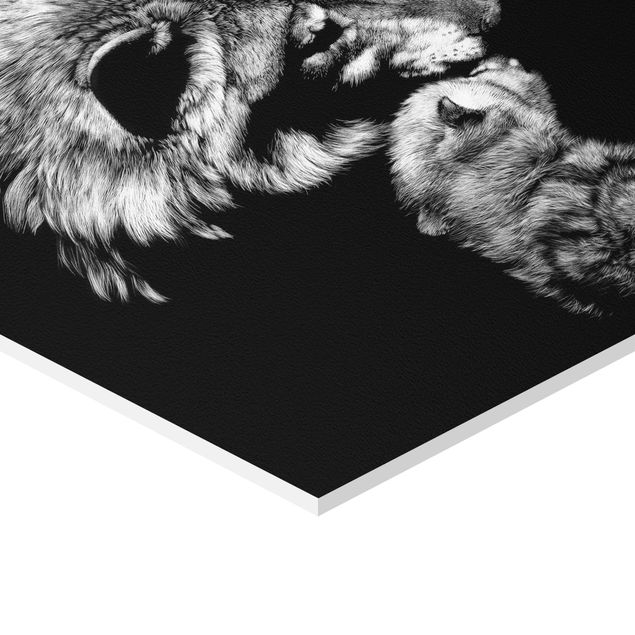 Hexagons Forex schilderijen - 4-delig Wild Animals From Black Set II
