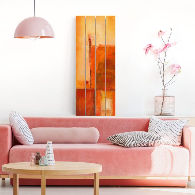 Houten schilderijen op plank Abstract Orange Brown