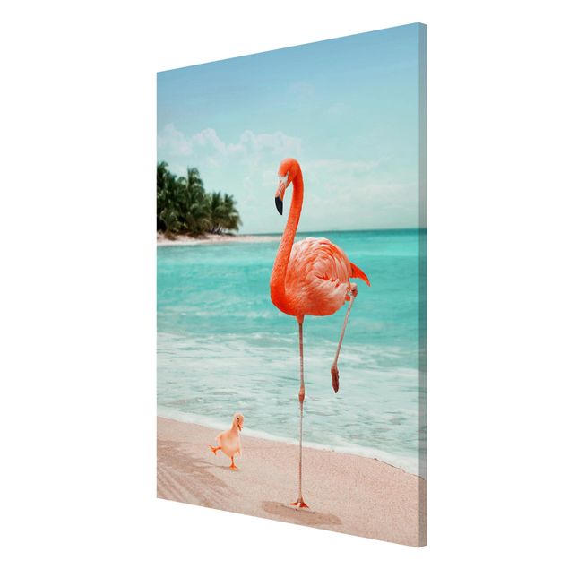 Magneetborden Beach With Flamingo