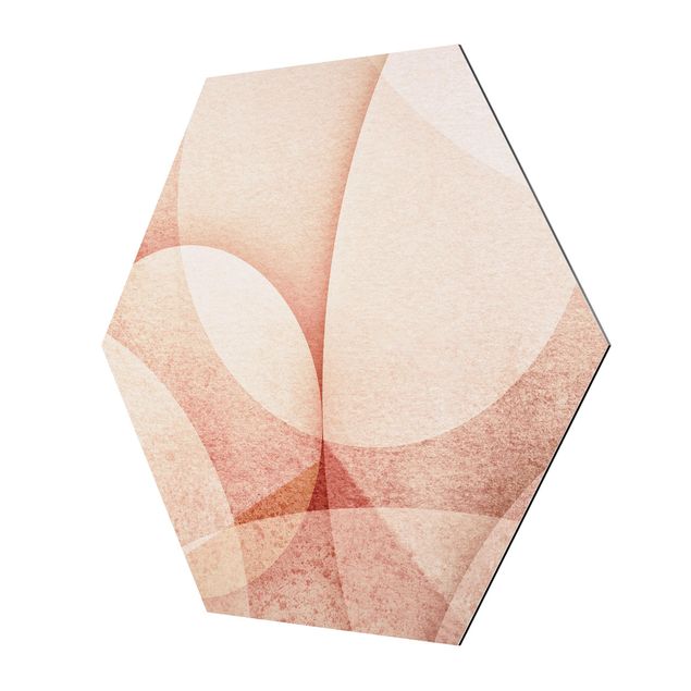 Hexagons Aluminium Dibond schilderijen Abstract Graphics In Peach-Colour