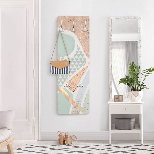 Wandkapstokken houten paneel Abstract Seascape Pastel Pattern