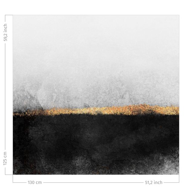 raamgordijn Abstract Golden Horizon Black And White