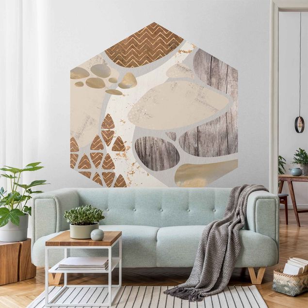 Hexagon Behang Abstract Quarry Pastel Pattern