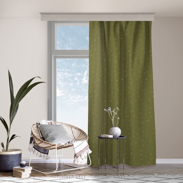 Moderne gordijnen Abstract Monochrome Pattern - Olive Green