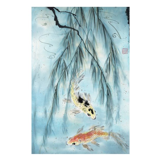 Forex schilderijen Japanese Watercolour Drawing Goldfish II