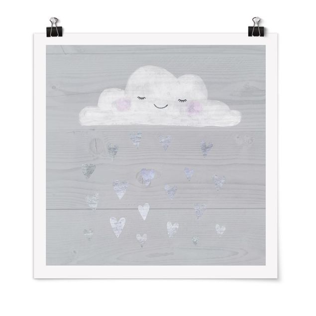 Posters Cloud With Silver Hearts