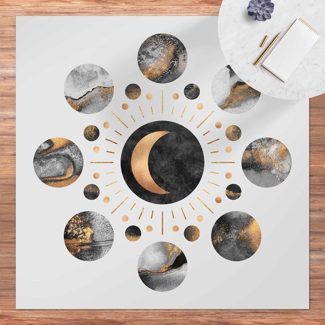 tapijt modern Moon Phases Abstract Gold