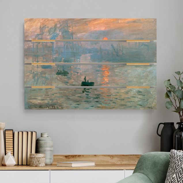 Houten schilderijen op plank Claude Monet - Impression (Sunrise)