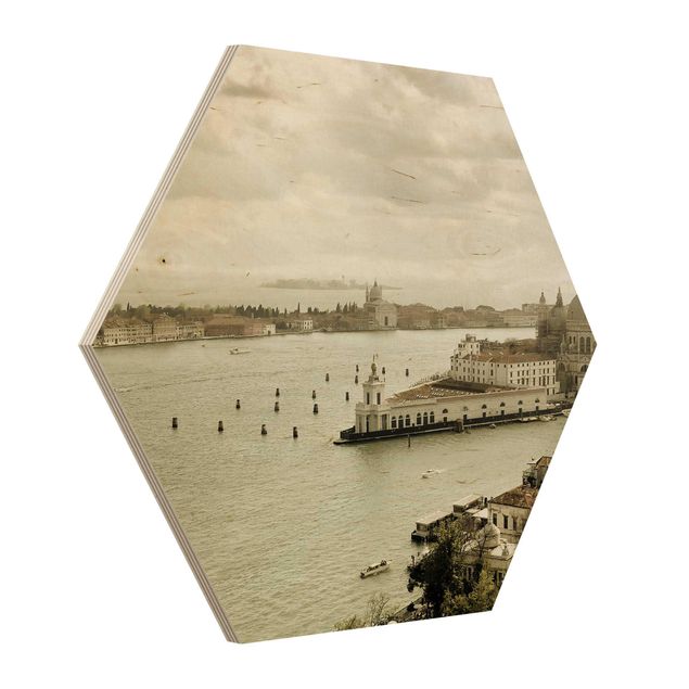 Hexagons houten schilderijen Lagoon Of Venice