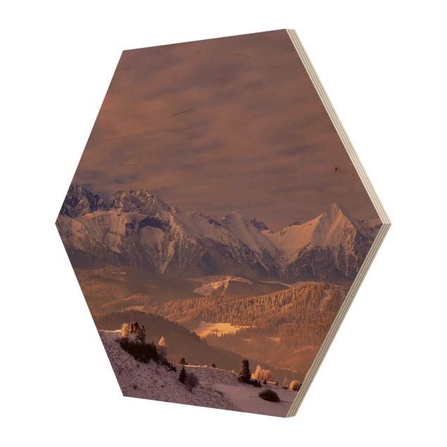 Hexagons houten schilderijen High Tatra In The Morning