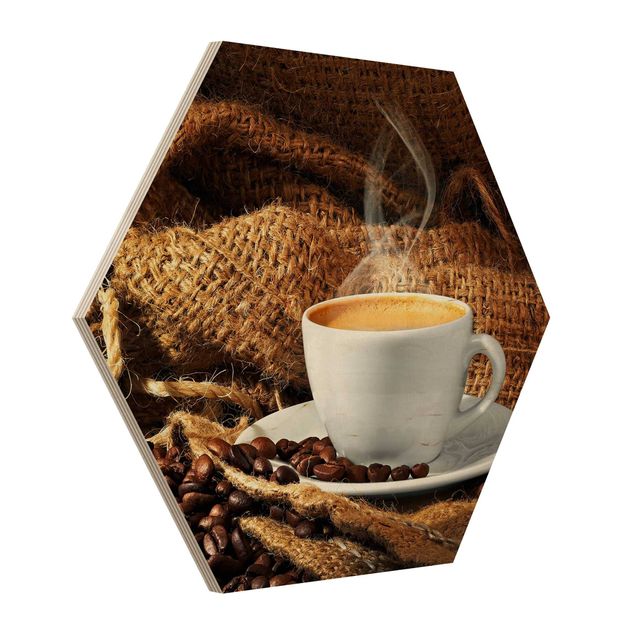Hexagons houten schilderijen Morning Coffee