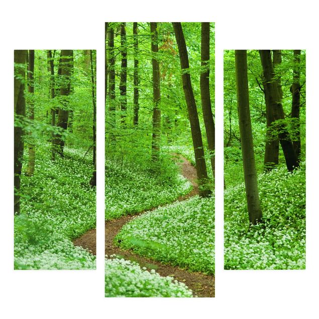 Canvas schilderijen - 3-delig Romantic Forest Track