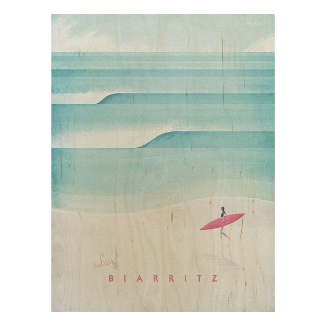 Houten schilderijen Travel Poster - Biarritz