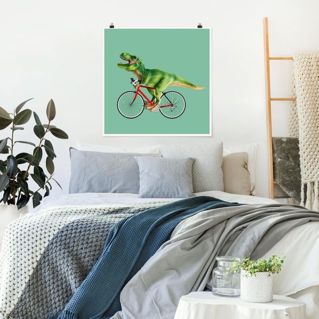 Posters Dinosaur With Bicycle