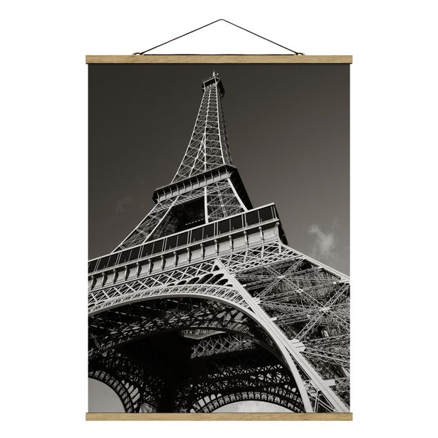 Stoffen schilderij met posterlijst Eiffel tower
