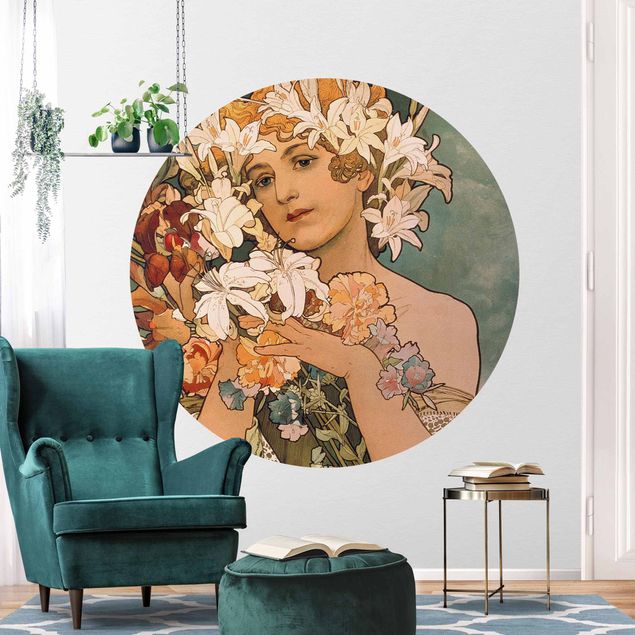 Behangcirkel Alfons Mucha - Flower