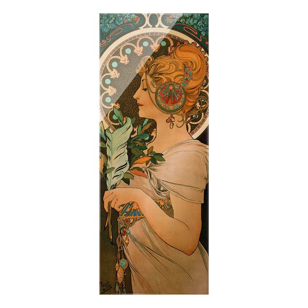 Glasschilderijen Alfons Mucha - The Feather