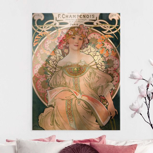 Glas Magnetboard Alfons Mucha - Poster For F. Champenois