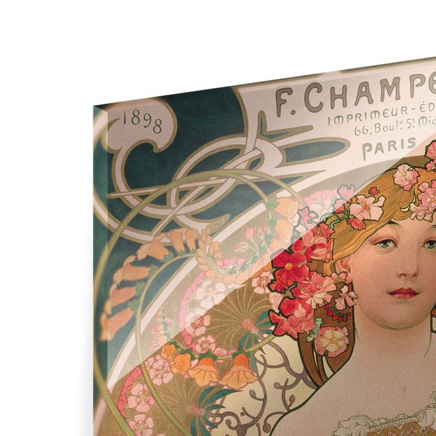 Glasschilderijen Alfons Mucha - Poster For F. Champenois